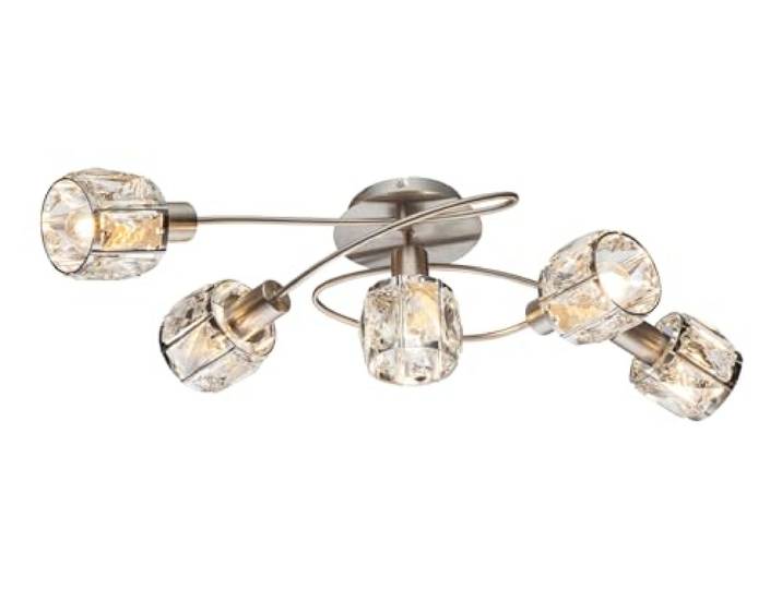 Decken Leuchte Arme gebogen Glas Kristall Wohn Ess Zimmer Lampe Chrom Strahler Globo 54356-5