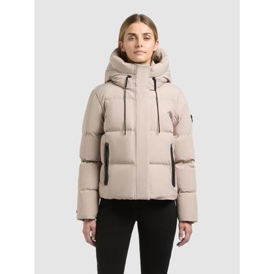 Steppjacke KHUJO "ENITS2 MATT", Damen, Gr. XXL, beige (almond beige), Web, Obermaterial: 100% Polyester, unifarben, Jacken Steppjacke, mit wasserabweisender PU-Beschichtung