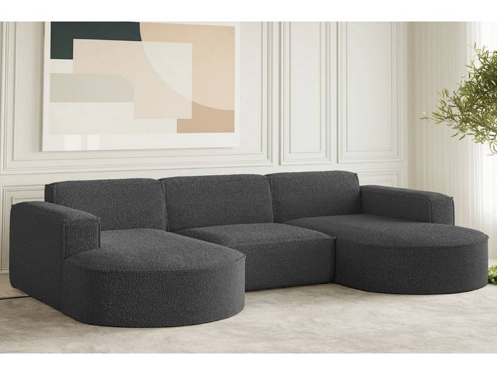 Kaiser Möbel Ecksofa Ecksofa Designer, Sofa U Form MODENA Stoff Loop