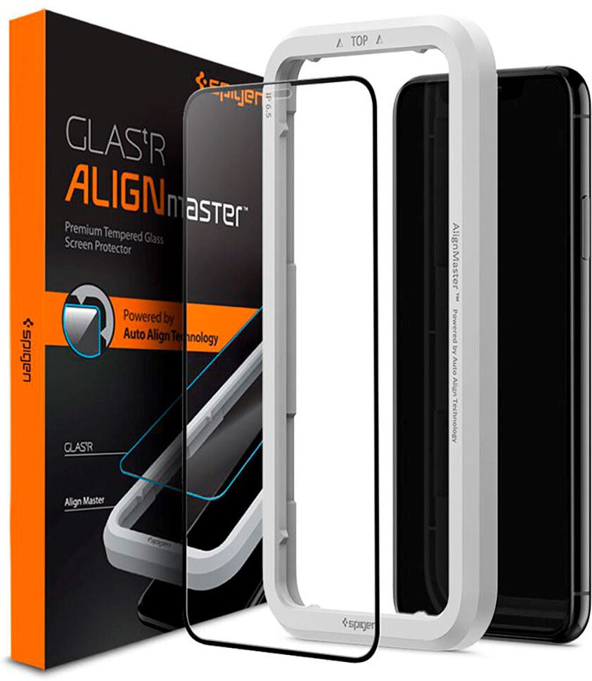 iPhone 11 / XR Spigen Skærmbeskyttelse - Sort Kant