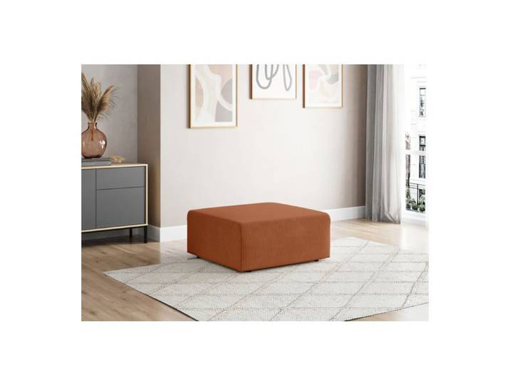 Pouf ROMANE en velours côtelé - Terracotta
