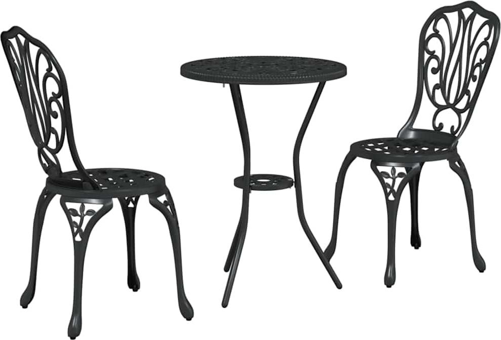 Garten Bistro Set 3 pcs Schwarz Aluminium