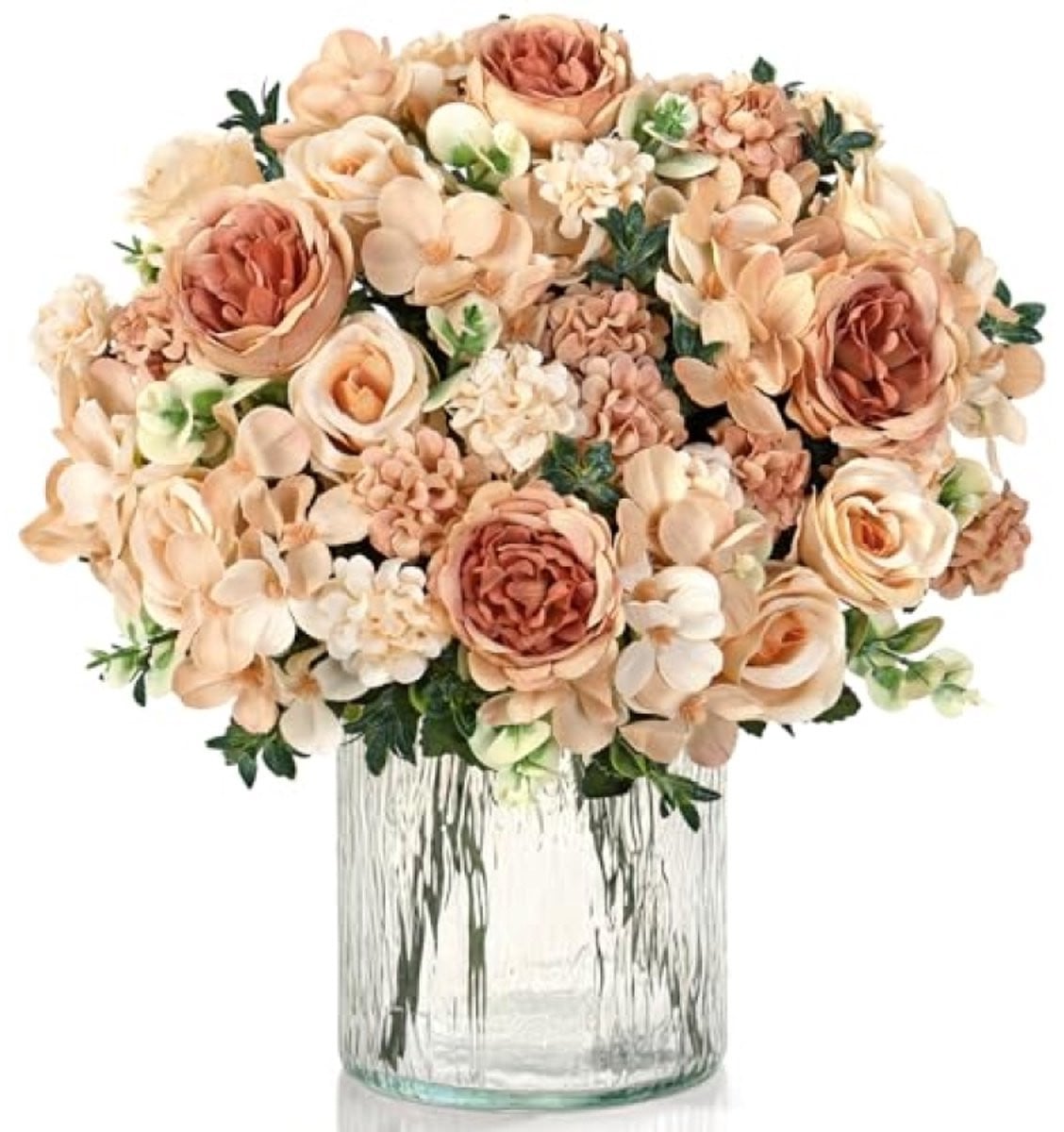 4 bundels zijden pioenrozen kunstbloemen champagne - PromoHome