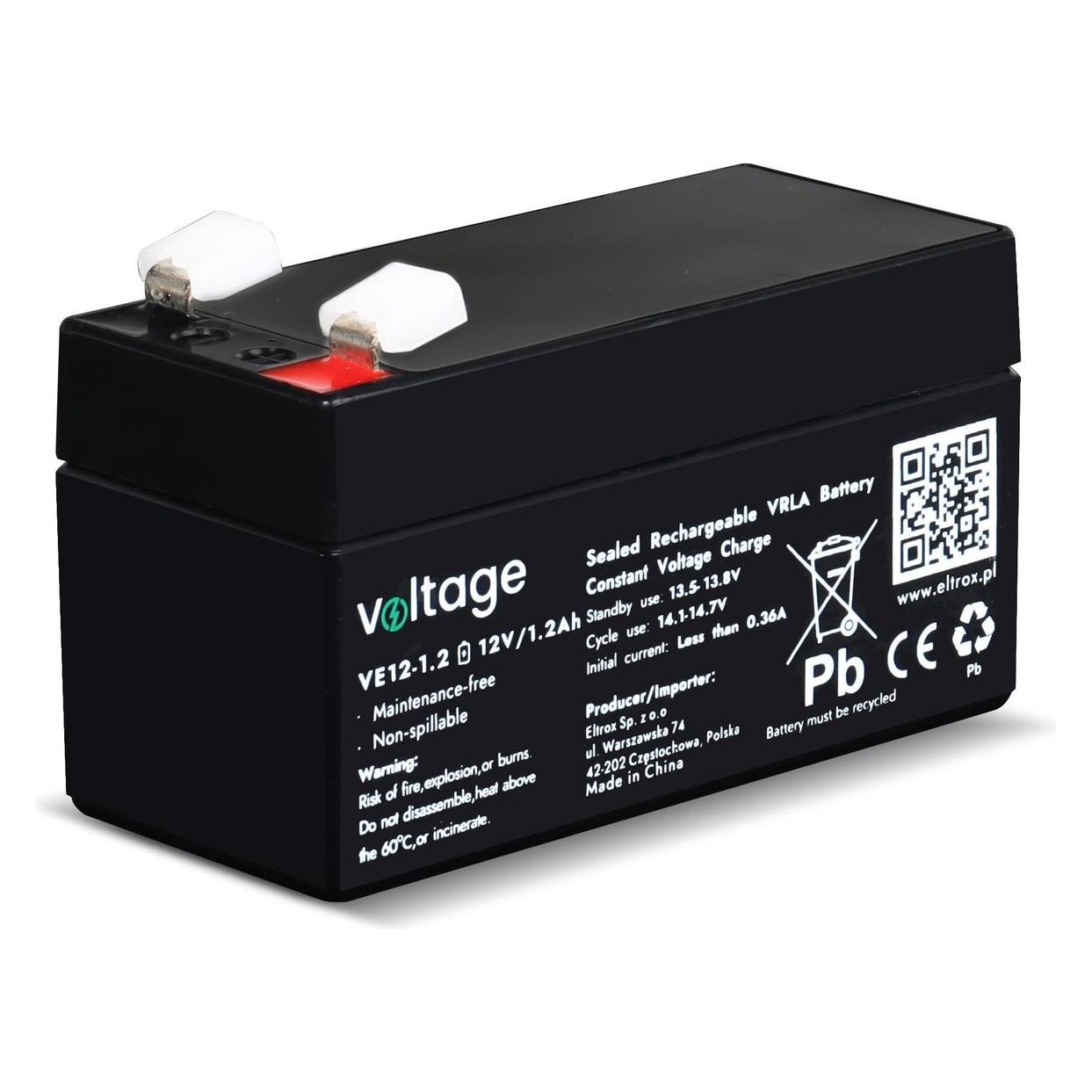 DVA Electric voltage Akumulator AGM Voltage 12V 1.2Ah VE12-1.2 (1200 mAh) (VOLTAGE)