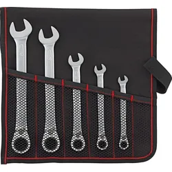 FORMAT Ratschenschlüssel Set 8-19mm umschaltbar 5-teilig in Rolltasche