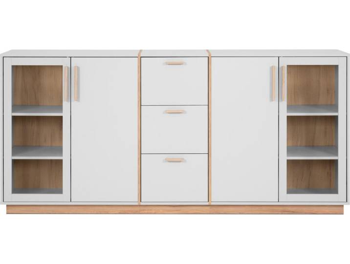 Highboard Sideboard Split steingrau / Jackson Hickory