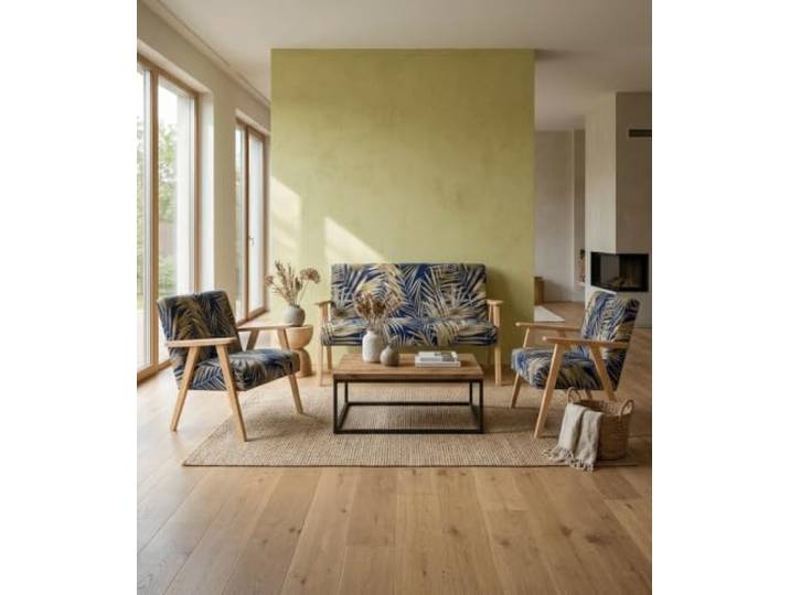 Family Meble Sitzgruppe Soler Poly – Zweisitzer-Sofa und 2 Sessel im Retro-Stil – Variante Flowers Poly 9