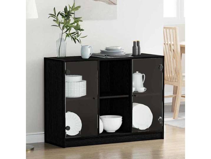 NEW 2026  Buffet Classique Armoire latérale pour salon Chêne noir 100x37x75.5 cm L3587