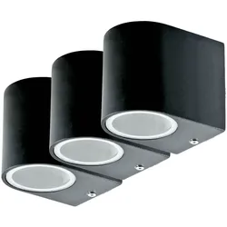 3er Set Down Leuchten Außen Wand Beleuchtung Garten Strahler ALU Fassaden Lampen schwarz IP44 Spot