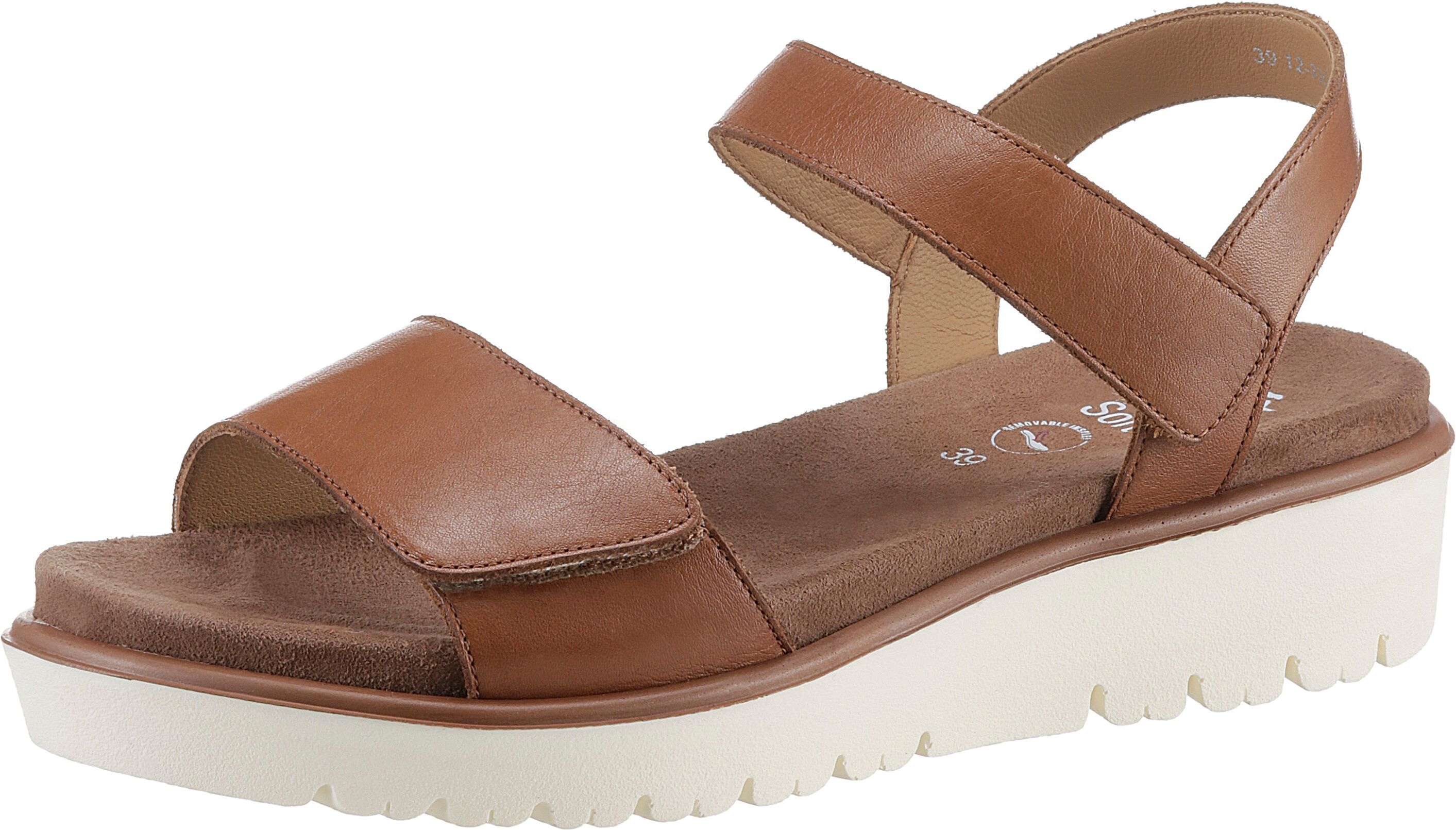 Ara "BILBAO", Sommerschuh, Sandale, Keilabsatz, Klett, Weite G (weit) cognac 39, Leder