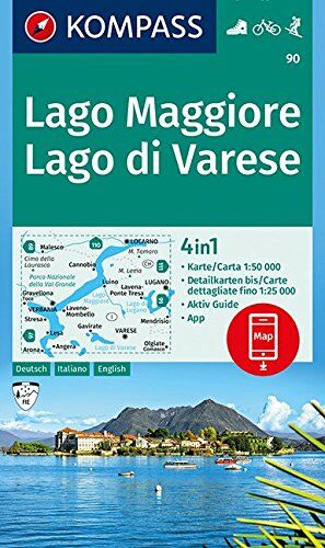 KOMPASS-Karten GmbH - Lago Maggiore, Lago di Varese: 4in1 Wanderkarte 1:50000 mit Aktiv Guide und Detailkarten inklusive Karte zur offline Verwendung in der KOMPASS-App. ... Skitouren. (KOMPASS-Wanderkarten, Band 90) - Preis vom 11.10.2026 15:43:13 h