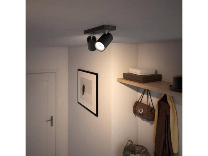 Philips myLiving Kosipo Spot GU10 schwarz 2-fl. Kosipo, dimmbar, schwarz, für Wohn- / Esszimmer, Aluminium