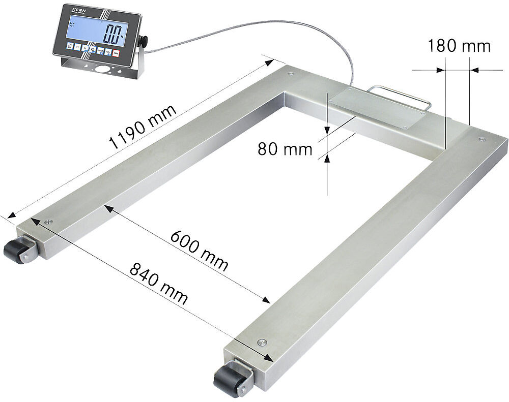 kaiserkraft IoT-Line Palettenwaage UXC, Wägebereich max. 600 kg, Ziffernschritt 200 g