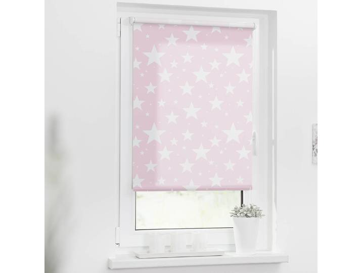 Klemmfix-Rollo Sterne 60 x 150cm Rot/Rosa