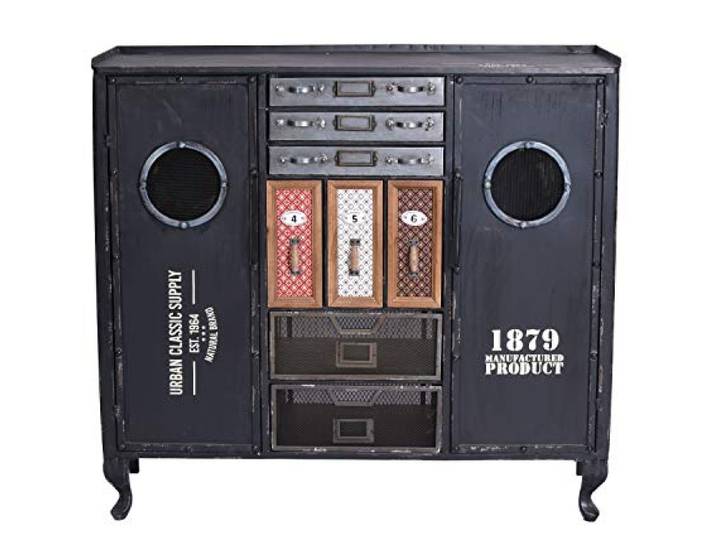 Vintage Sideboard „Sunnyside LOFT“ – Industrial Schrank Holz & Metall 8 Schubladen & 2 Türen Apothekerschrank Loft Design lof038 Palazzo Exklusiv