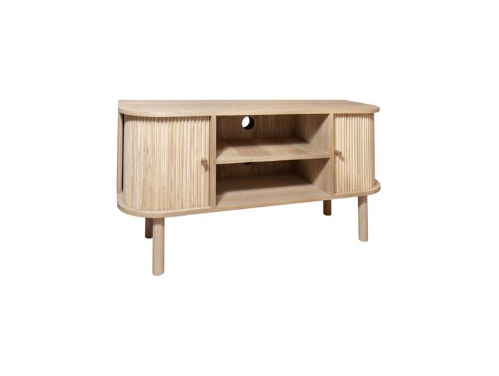 Meuble télévision en bois clair avec portes coulissantes