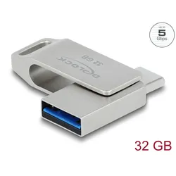DELOCK USB 3.2 Gen1 USB-C+Typ-A Speicherstick 32 GB - Metall