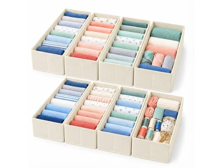Relaxdays système rangement tiroirs\, beige lot 8\, commode IKEA Hemnes 160 cm\, pliable\, cloisons