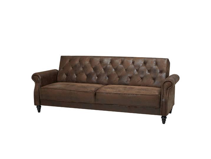 Schlafsofa Braun/Braun Microfaser Cui 221 x 83 x 95cm Industrial