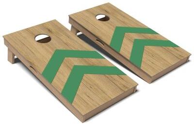 Skip's Garage Mossy Green Chevron Cornhole Board Set