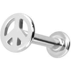 14 Karat Gold Labret mit Push Fit PEACE-ZEICHEN