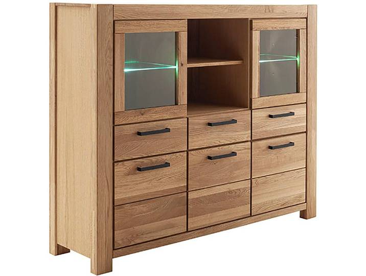 Highboard MCA LIVING Silias Highboard , beige (naturfarben), B:172cm H:140cm T:45cm, Holzwerkstoff, Massivholz, Sideboards, Highboard, Schubkastenführung gedämpft