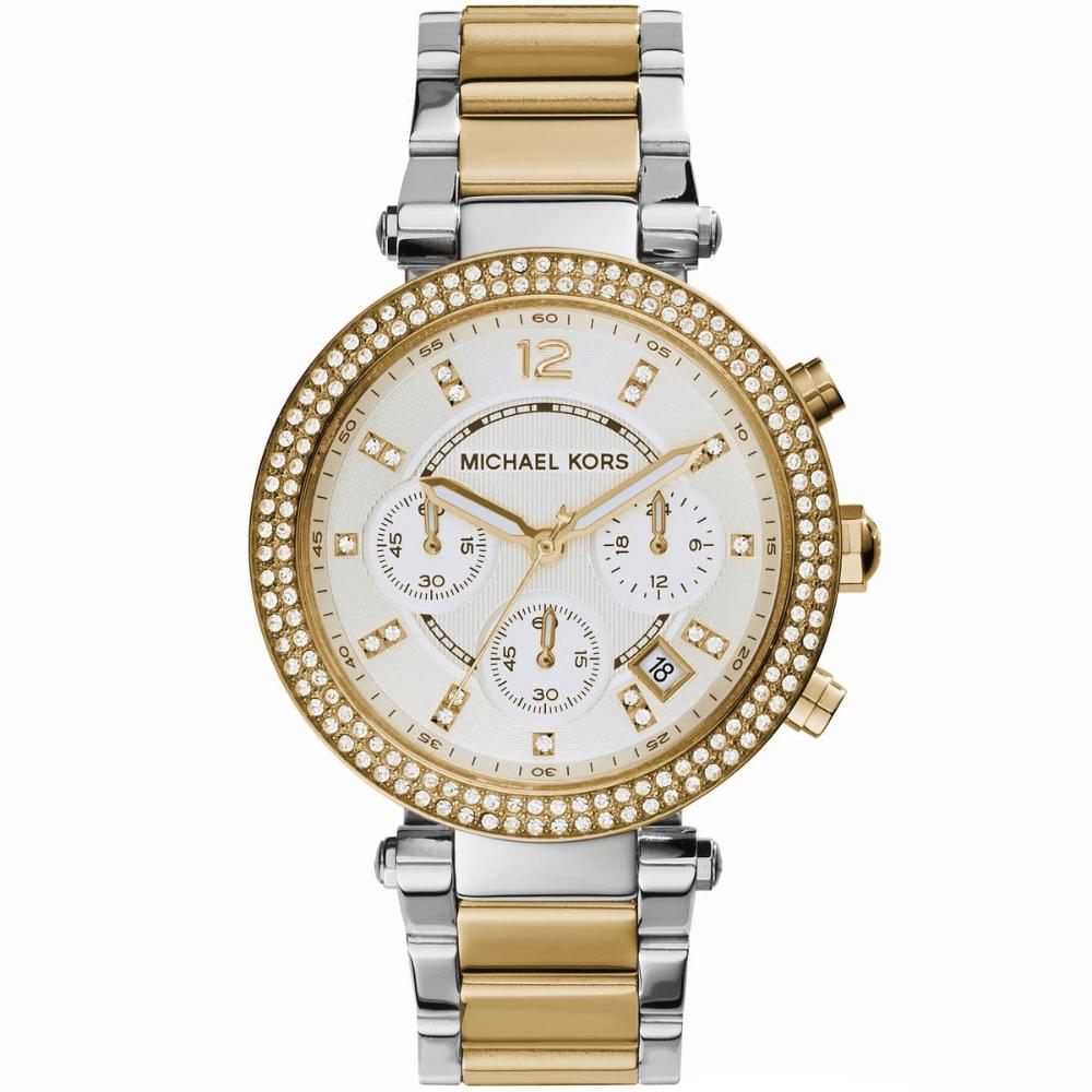 Michael Kors MK5626 Parker Damen Chronograph Uhr, Zweifarbig Edelstahl