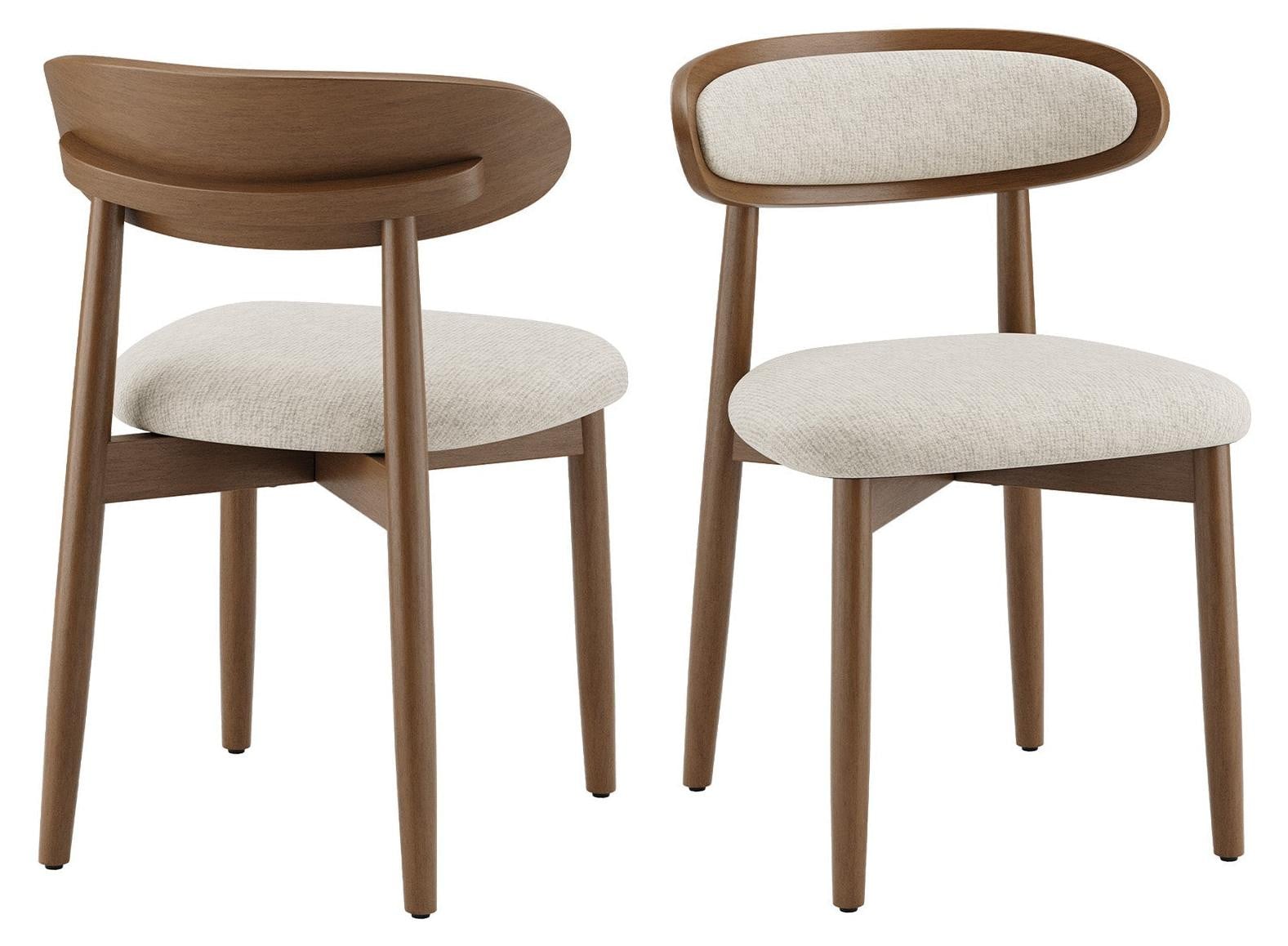 Set van 2 COLAMY eettafelsstoelen van massief hout met ergonomische rugleuning en beklede zitting in Scandinavische stijl