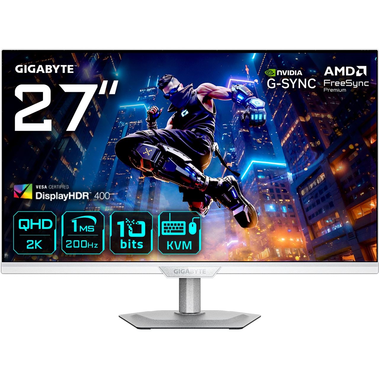 27" (68,58cm) Gigabyte M27Q2 QD ICE weiss 2560x1440 1xDisplayPort 1.4 / 1x USB-C mit Displayport / 2xHDMI 2.0