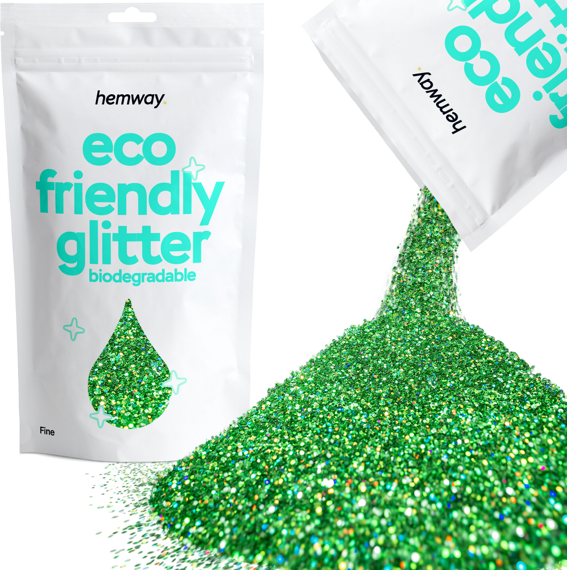 Hemway Biodegradable Eco Friendly Glitter 100g / 3.5oz   Emerald Green Holographic   DIY, Decoration, Arts & Crafts - Emerald Green Holographic - Fine