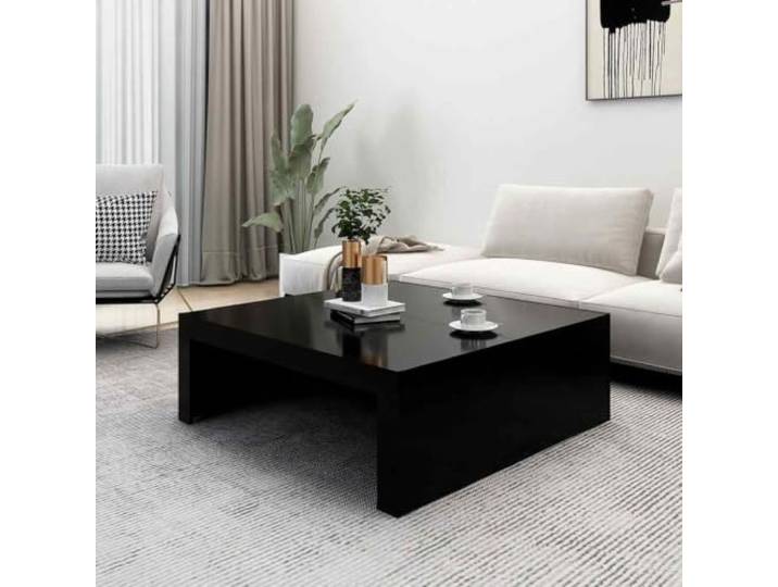 KTHLBRH Couchtisch, Schwarz, 100 x 100 x 35 cm, Spanplatte Modernes Design, robuste Oberfläche, für Wohnzimmer, Montage erforderlich