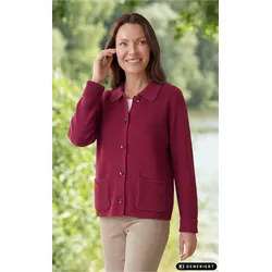 Baumwoll-Strickjacke in himbeer in Größe 52/54 von DW-Shop, Himbeer, 52/54