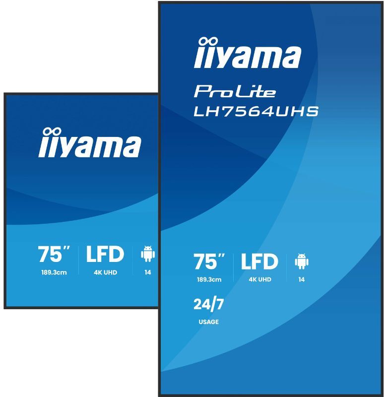 IIYAMA ProLite LH7564UHS-B1AG Écran UHD 4K de 75 pouces pour l'affichage numérique avec connectivité avancée et contrôle professionnel.
