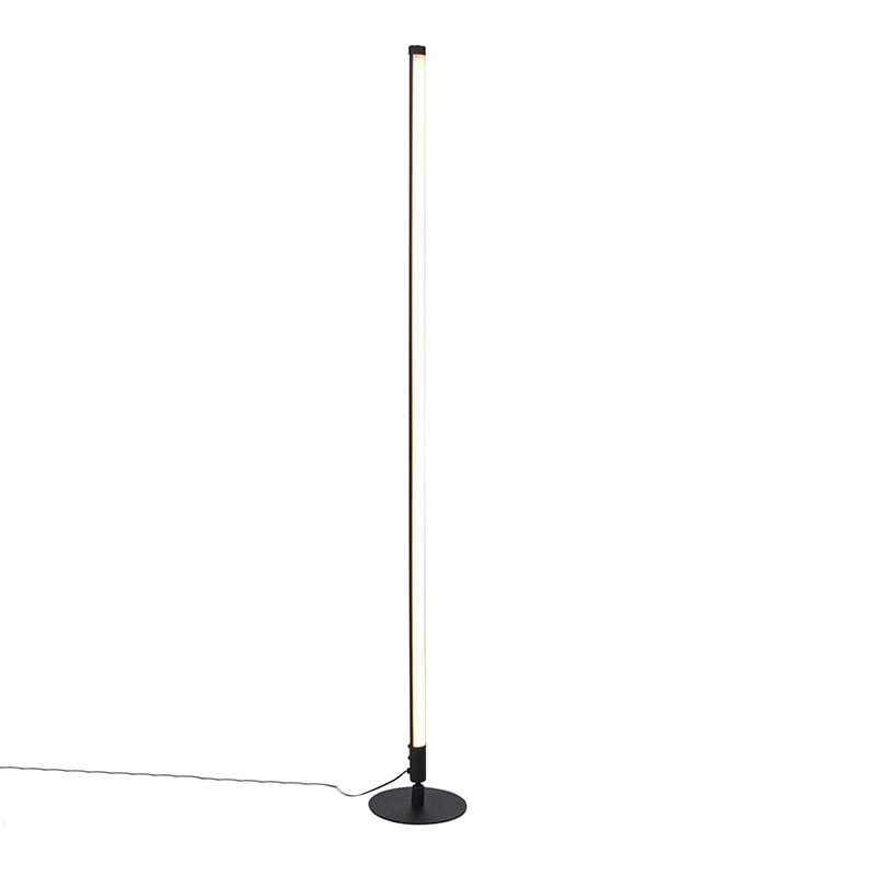 Qazqa Vloerlamp zwart met LED en touch dimmer