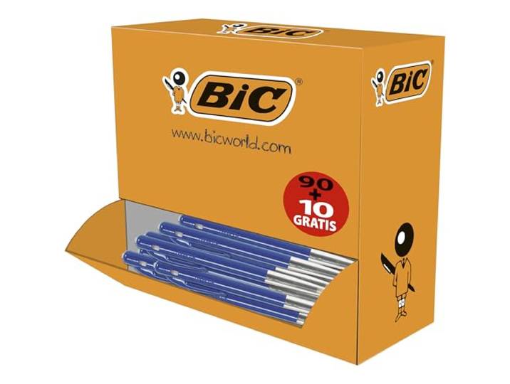 BIC M10 Original - Stylos-Bille Rétractables Pointe Moyenne (1\,0 mm) - Encore de Couleur Bleue\, Boîte de 90+10