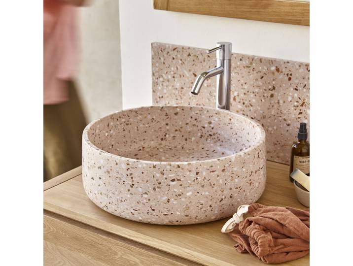 Pinkfarbenes Waschbecken aus Premium-Terrazzo Milos - Rosa