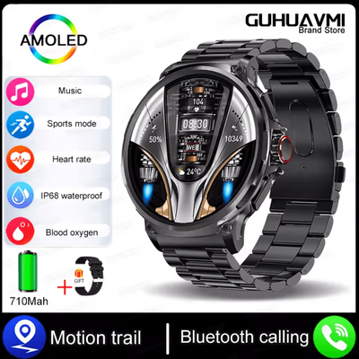 Inspire Curations Ultra AMOLED GPS Smartwatch With Bluetooth Call & 710mAh Long Battery black steel