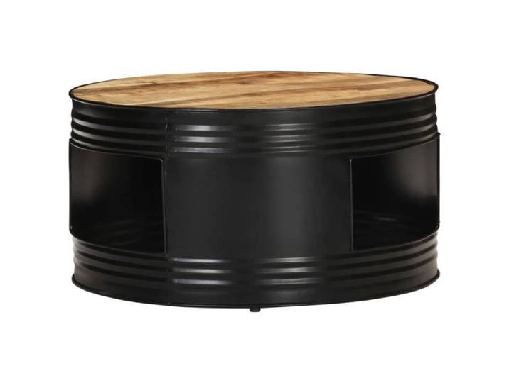 Table basse en bois de manguier brut - Noir - 68x68x36 cm - Meuble de salon - Classique - Intemporel