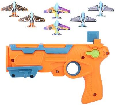 Perfect Picks Market Airplane Launcher Bubble Catapult Toy Set With 6 Planes Fun Kids Shooting Game Gift orange