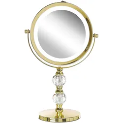 KOSMETIKSPIEGEL gold mit LED-Beleuchtung 18 cm Claira