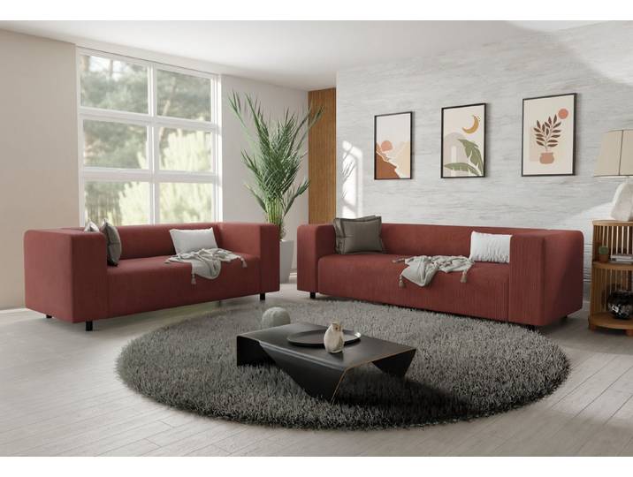 S-Style Möbel Polstergarnitur 3+2 Gustav aus Cord-Stoff mit bequemem Sitz, (1x 3-Sitzer-Sofa, 1x 2-Sitzer-Sofa)