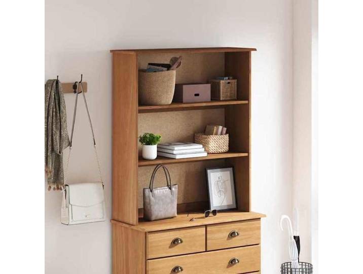 Huche en bois massif - - Askim - 91x30x104 cm - Marron - Bois massif en pin - Deux étagères - Finition mate