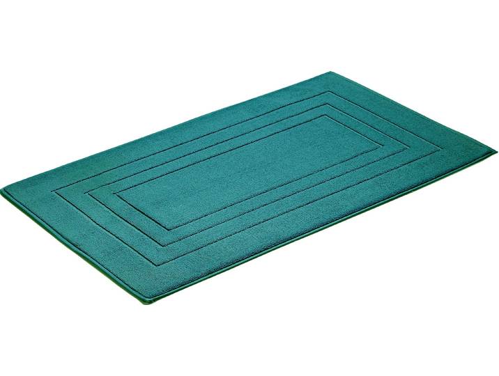 Badematte VOSSEN Feeling Gr. 2, blau (lagoon), H:10mm, Baumwolle, Badematten, Badematte, Badteppich, Uni-Farben, mit Bordüre, Hoch-Tief Effekt, reine Baumwolle