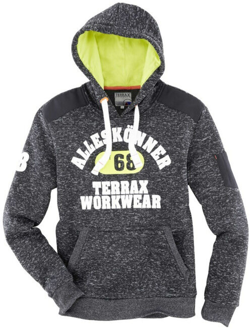 Terrax Workwear Sweat à capuche en polaire tricotée Taille M noir chiné/lime/orange TERRAX (80387-1048-M)