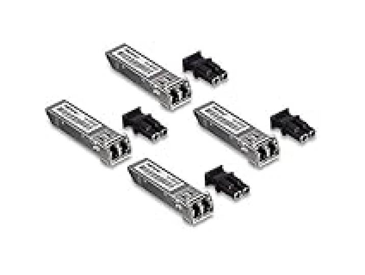 TRENDnet Lot de 4 modules LC multimode SFP, TEG-MGBSX/4, Transmission jusqu'à 550 m, Mini-GBIC, branchement à Chaud, IEEE 802.3z Gigabit Ethernet, Prend en Charge jusqu'à 1,25 Gbit/s