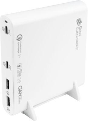 USB-Desktop-Schnellladestation Good Connections, mit GaN-Technologie, 4er-Port, 2 x USB-C + 2 x USB-A, Leistung 120 W, weiß