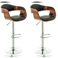 Décoshop26 - Set aus 2 hohen Barhockern mit Fußstütze modernes Design Holz und schwarzer Kunststoff 10_0000788