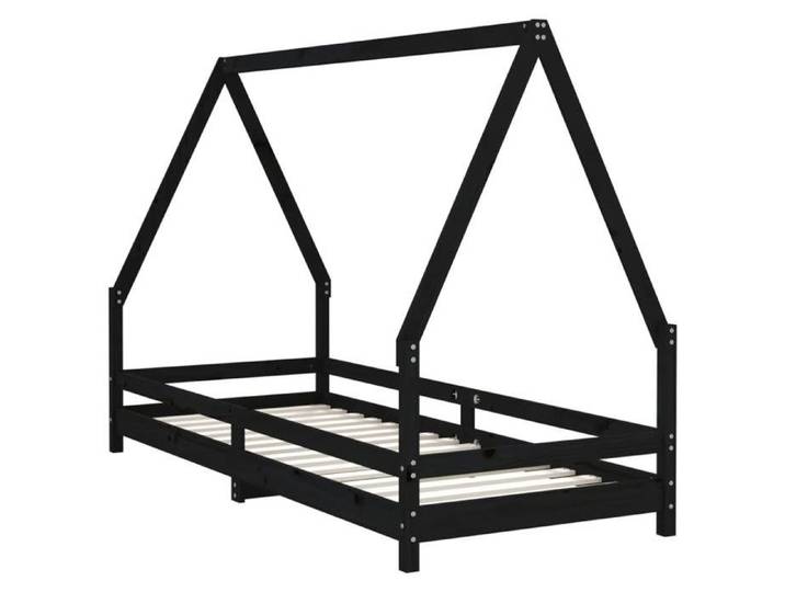 Soldes d'automne Noir Structure de lit enfant Mode - Cadre de lit pour enfants - noir - 80x200cm - Bois de pin massif 4615219016804