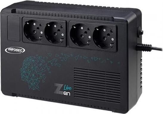 Infosec Zen Live 500 interactieve UPS, 0,5 kVA, 300 W, sinusgolf, 162 V - 290 V