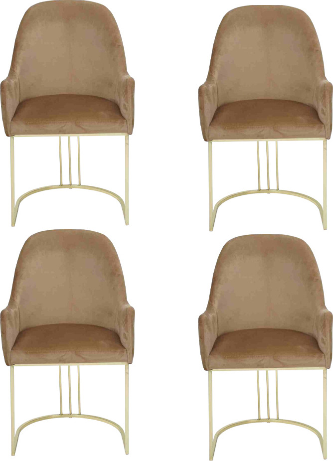 Set van 4 design eetkamerstoelen met stoffen bekleding